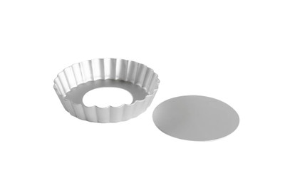 Fat Daddio's PFT-425 4.25" W x 1" D Anodized Aluminum Removable Bottom Fat Daddio's - Fluted Tart Pan