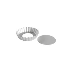 Fat Daddio's PFT-425 4.25" W x 1" D Anodized Aluminum Removable Bottom Fat Daddio's - Fluted Tart Pan