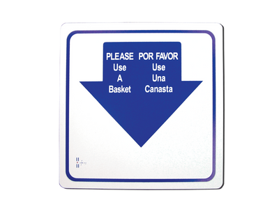 Omcan USA 13043 "Please Use A Basket" English and Spanish Shopping Hand Basket Sign