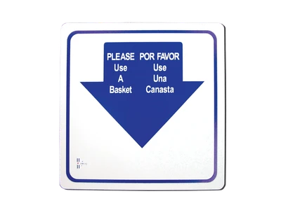 Omcan USA 13043 "Please Use A Basket" English and Spanish Shopping Hand Basket Sign