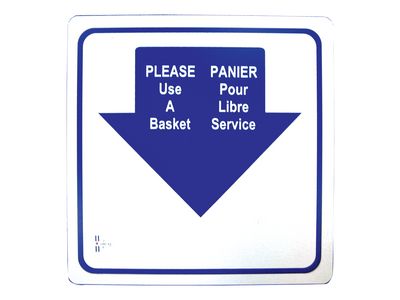 Omcan USA 13042 "Please Use A Basket" English and French Shopping Hand Basket Sign