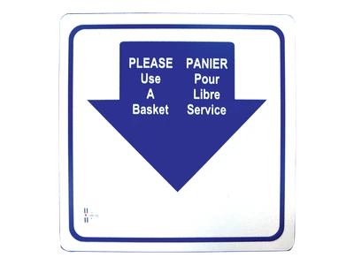 Omcan USA 13042 "Please Use A Basket" English and French Shopping Hand Basket Sign
