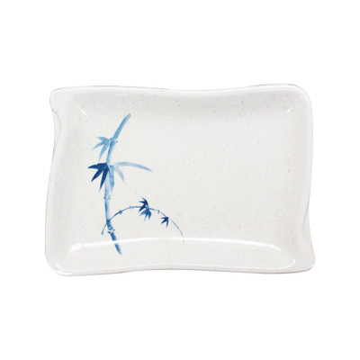 Thunder Group 1607BB 2 Oz. Blue Bamboo Melamine Wave Sauce Dish