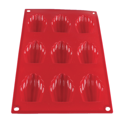 Thunder Group PLBM006S 1 Oz. Red (9) Madeleine Cavities High Heat Silicone Baking Mold