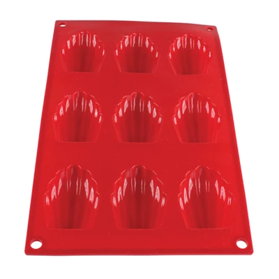 Thunder Group PLBM006S 1 Oz. Red (9) Madeleine Cavities High Heat Silicone Baking Mold