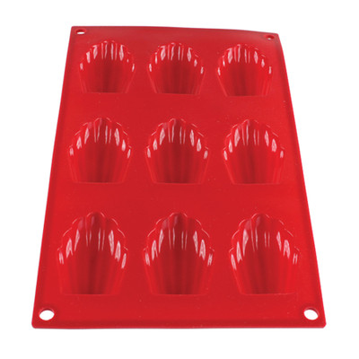 Thunder Group PLBM006S 1 Oz. Red (9) Madeleine Cavities High Heat Silicone Baking Mold