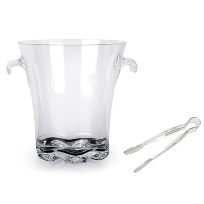 Thunder Group PLTHBK140C 4 Qt. Clear Polycarbonate Ice Bucket with Handles and Tong