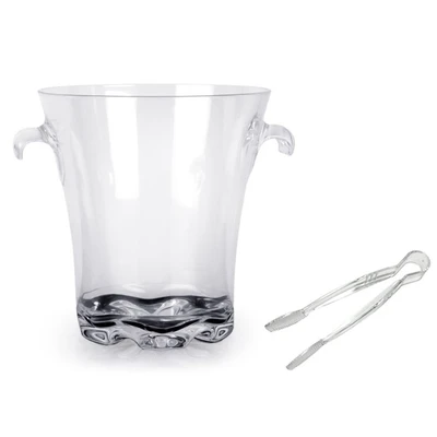 Thunder Group PLTHBK140C 4 Qt. Clear Polycarbonate Ice Bucket with Handles and Tong
