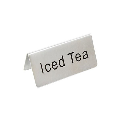 Thunder Group SLTS3156 3" L x 1.5" H Stainless Steel "Iced Tea" Table Tent Sign