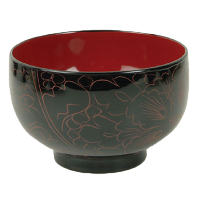 Thunder Group 45-3 9 Oz. Wood Carved With Clear Finish 4&quot; x 2.5&quot; Soup or Rice Bowl