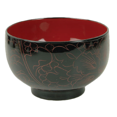 Thunder Group 45-3 9 Oz. Wood Carved With Clear Finish 4" x 2.5" Soup or Rice Bowl