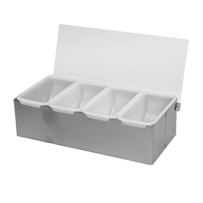 Thunder Group SLCN004 Silver Stainless Steel 4-Compartments Bar Condiment Dispenser
