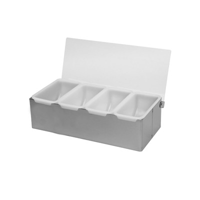 Thunder Group SLCN004 Silver Stainless Steel 4-Compartments Bar Condiment Dispenser