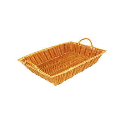 Thunder Group PLBN1611T 3" H x 16" W x 11" D Natural Tan Polypropylene Handwoven Rectangular Basket with Handles