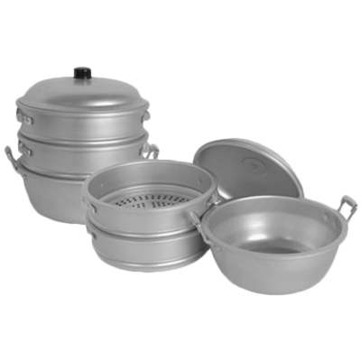 Thunder Group ALST003 11.5" Dia. x 14.5" H Aluminum Perforations Steamer Set