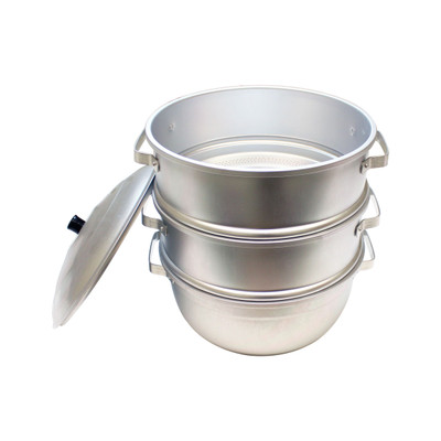Thunder Group ALST003 11.5" Dia. x 14.5" H Aluminum Perforations Steamer Set