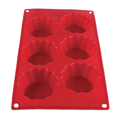 Thunder Group PLBM010S 3.07 Oz. Red (6) Brioche Cavities High Heat Silicone Baking Mold