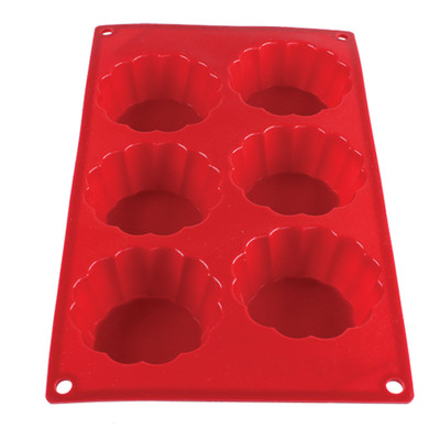 Thunder Group PLBM010S 3.07 Oz. Red (6) Brioche Cavities High Heat Silicone Baking Mold