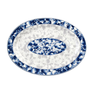 Thunder Group 2016DL 16" W x 11.63" D Melamine Blu Dragon Oval Platter