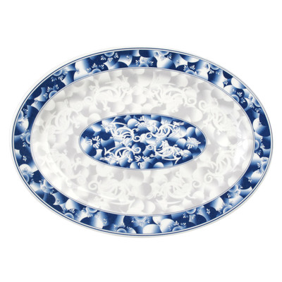 Thunder Group 2016DL 16" W x 11.63" D Melamine Blu Dragon Oval Platter