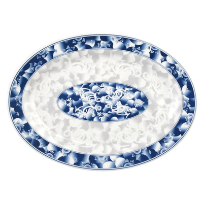 Thunder Group 2016DL 16" W x 11.63" D Melamine Blu Dragon Oval Platter