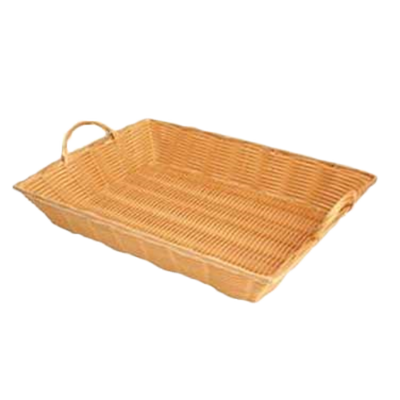 Thunder Group PLBN1712T 3" H x 17" W x 12.75" D Natural Tan Polypropylene Handwoven Rectangular Basket with Handles