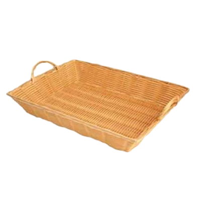 Thunder Group PLBN1712T 3" H x 17" W x 12.75" D Natural Tan Polypropylene Handwoven Rectangular Basket with Handles