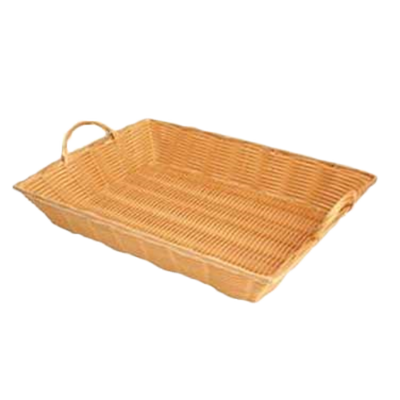 Thunder Group PLBN1712T 3" H x 17" W x 12.75" D Natural Tan Polypropylene Handwoven Rectangular Basket with Handles