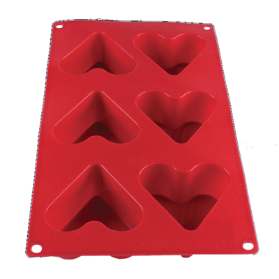 Thunder Group PLBM002S 4.04 Oz. Red (6) Heart Cavities High Heat Silicone Baking Mold
