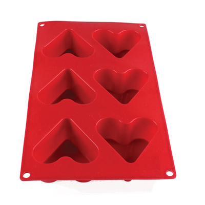 Thunder Group PLBM002S 4.04 Oz. Red (6) Heart Cavities High Heat Silicone Baking Mold