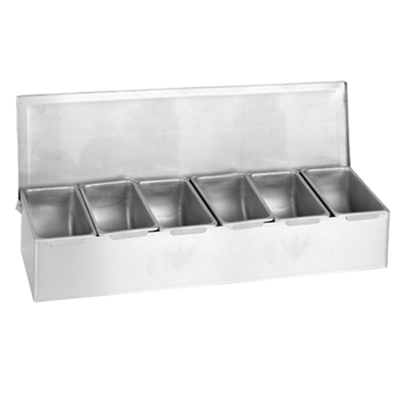 Thunder Group SSCD006 Silver Stainless Steel 6-Compartments Bar Condiment Dispenser