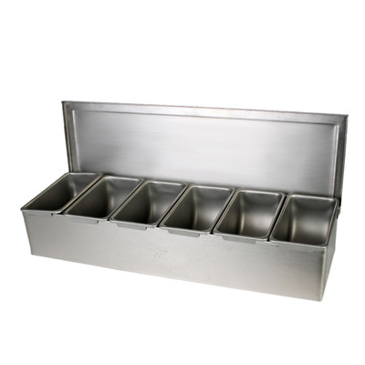 Thunder Group SSCD006 Silver Stainless Steel 6-Compartments Bar Condiment Dispenser