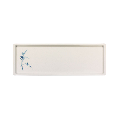 Thunder Group 0900BB 13.5" W x 4.5" D Melamine Rectangular Blue Bamboo Sandwich Tray