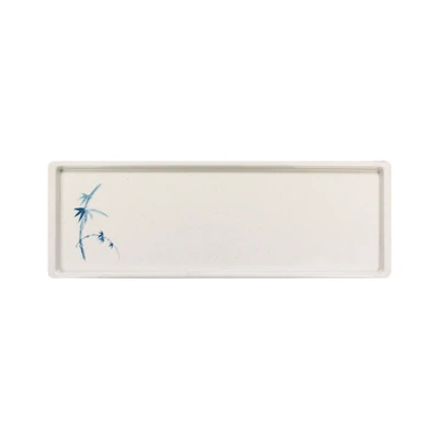 Thunder Group 0900BB 13.5" W x 4.5" D Melamine Rectangular Blue Bamboo Sandwich Tray