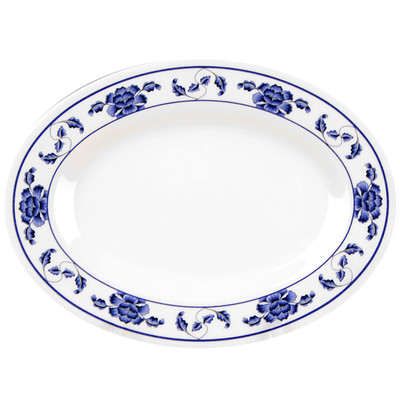 Thunder Group 2008TB 8" W x 6" D Melamine Lotus Oval Platter