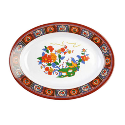 Thunder Group 2110TP 9 Oz. Melamine Peacock Oval Deep Platter