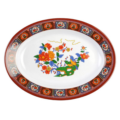 Thunder Group 2110TP 9 Oz. Melamine Peacock Oval Deep Platter