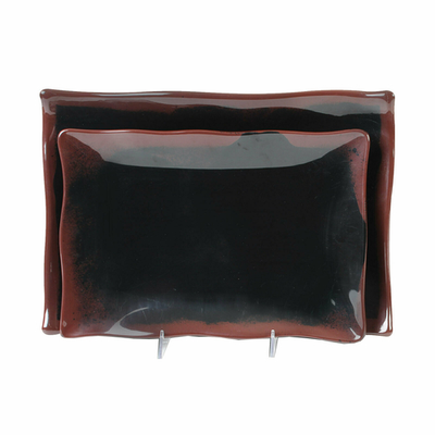 Thunder Group 2414TM 13.5" W x 9.13" D Melamine Rectangular Tenmoku Wave Plate