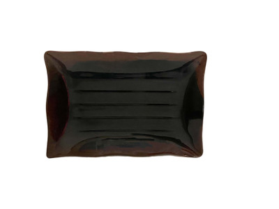 Thunder Group 2414TM 13.5" W x 9.13" D Melamine Rectangular Tenmoku Wave Plate