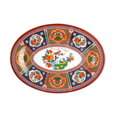 Thunder Group 2009TP 9&quot; W x 6.63&quot; D Melamine Peacock Oval Platter