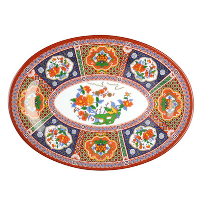 Thunder Group 2009TP 9" W x 6.63" D Melamine Peacock Oval Platter