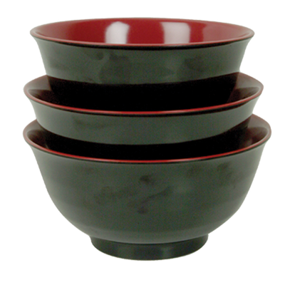 Thunder Group 5570JBR 38 Oz. Two Tone Melamine Round Donburi or Soba Soup Bowl