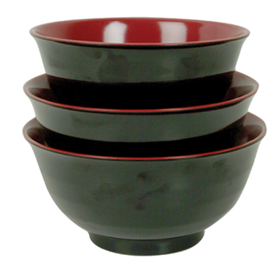 Thunder Group 5570JBR 38 Oz. Two Tone Melamine Round Donburi or Soba Soup Bowl