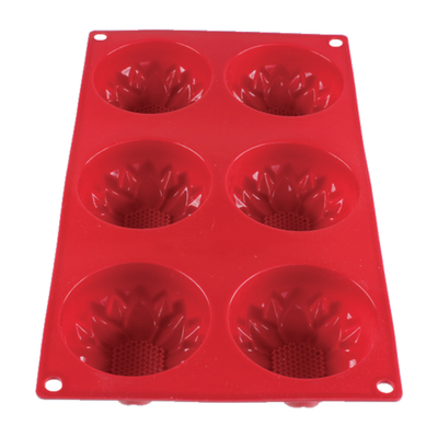 Thunder Group PLBM004S 4.09 Oz. Red (6) Dahlia Cavities High Heat Silicone Baking Mold