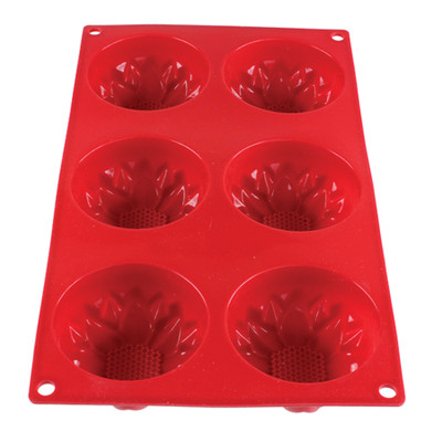 Thunder Group PLBM004S 4.09 Oz. Red (6) Dahlia Cavities High Heat Silicone Baking Mold