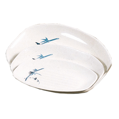 Thunder Group 2309BB 9" W x 6.5" D Blue Bamboo Melamine Oval Teriyaki Tray