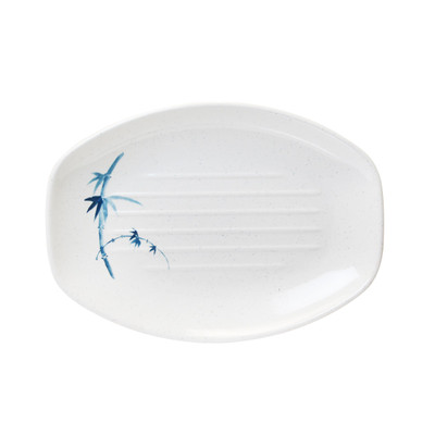 Thunder Group 2309BB 9" W x 6.5" D Blue Bamboo Melamine Oval Teriyaki Tray