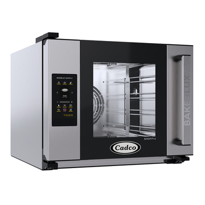 Cadco XAFT-04HS-TR 4 Pans Stainless Steel 1 Deck Half Size Bakerlux TOUCH Heavy-Duty Convection Oven - 208-240 Volts