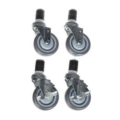Component Hardware CSTPK-5RES 5" Dia. Gray Polyurethane Wheel Expanding Stem Swivel Caster Pack
