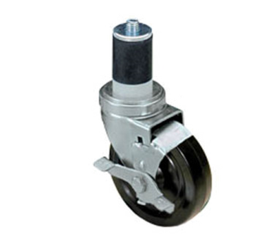 Component Hardware CMS1-5KBN 5" Dia. Black Rubber Wheel Swivel Medium Duty Expanding Stem Caster